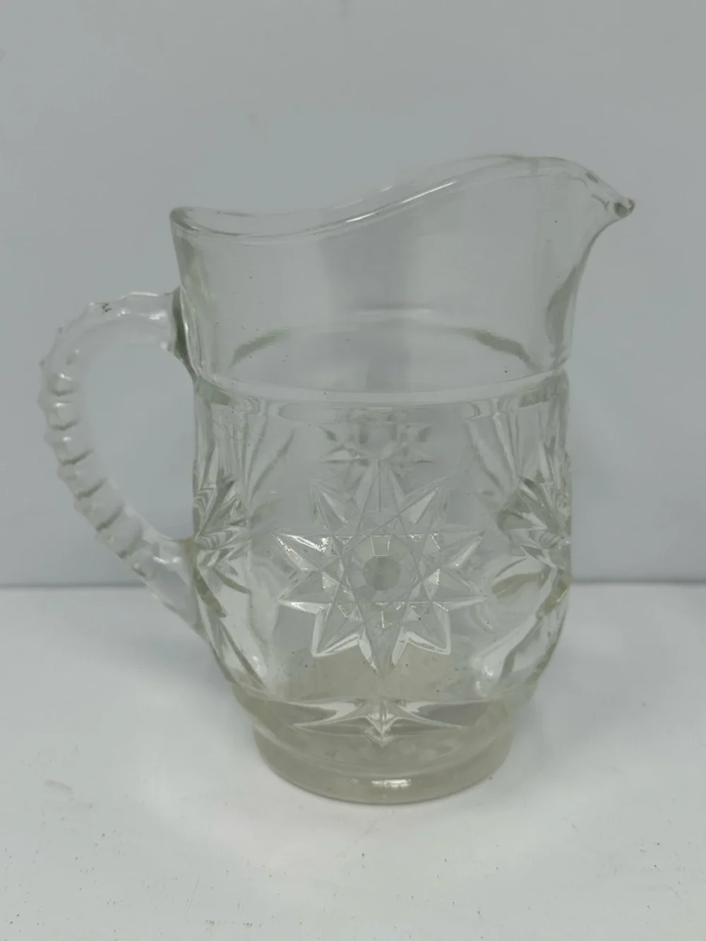 Vintage Anchor Hocking Pint Pitcher Early American Prescut Star of David 5.5''